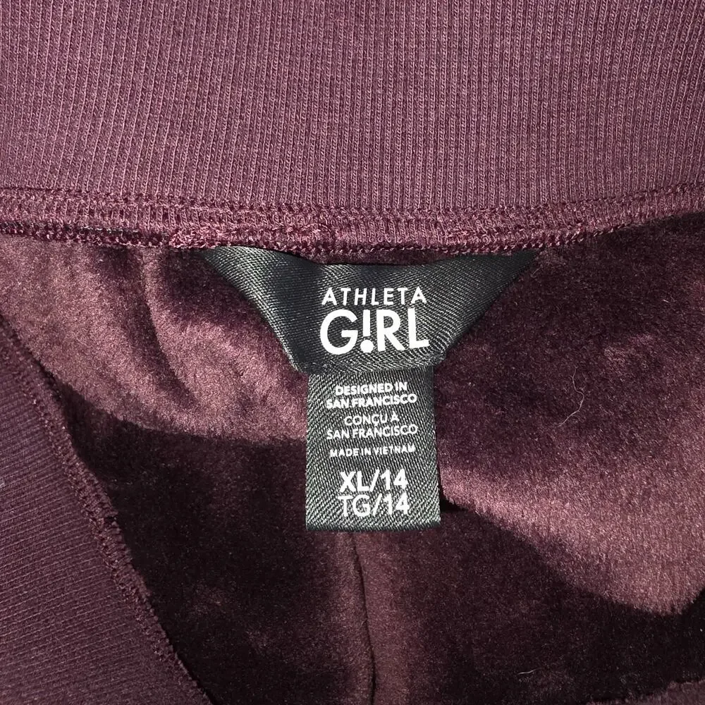 Athleta Girl Velvet Swing Skirt Size 14 Cherrywood Burgundy Fall Holiday Preppy